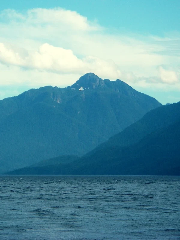 A mountain rises above Robson Bight in Johnstone Strait.