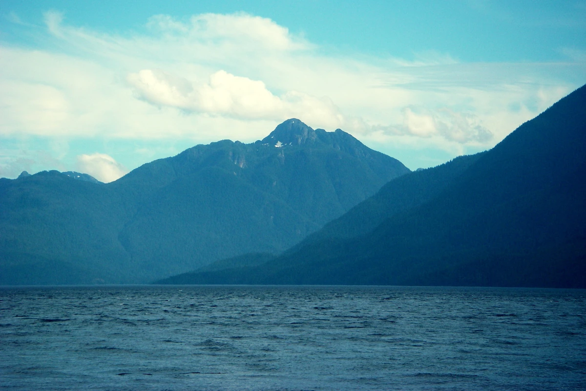 A mountain rises above Robson Bight in Johnstone Strait.